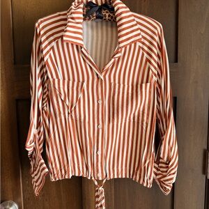 LNA Clothing Alpine Drawstring Button Down Top